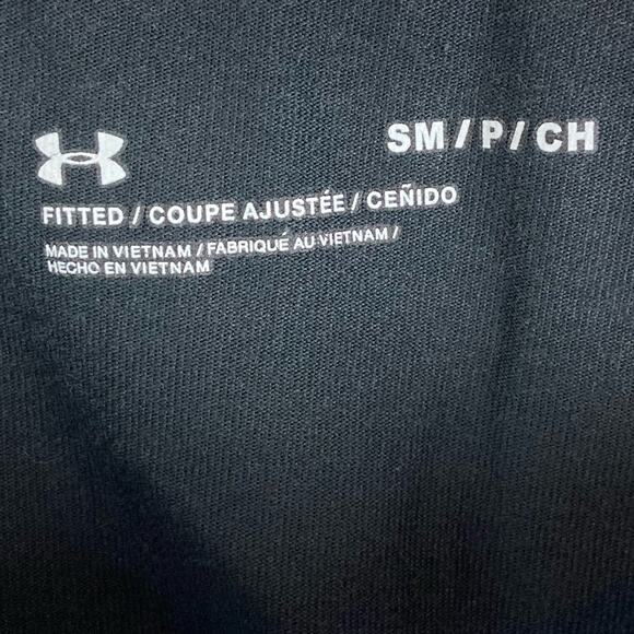 Under Armour Womens Black Leggings Wordmark Logo Down Leg Retro 90s Small - Picture 7 of 7